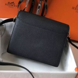 Replica Hermes Sac Roulis Mini Bag Black Evercolor Calfskin