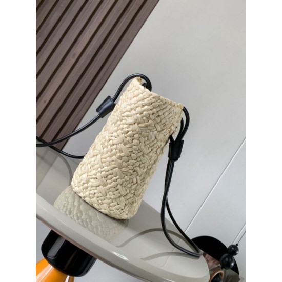 Replica Loewe Small Anagram Basket Bag Iraca Palm and Black Calfskin Replica Loewe Small Anagram Basket Bag Iraca Palm and Black Calfskin