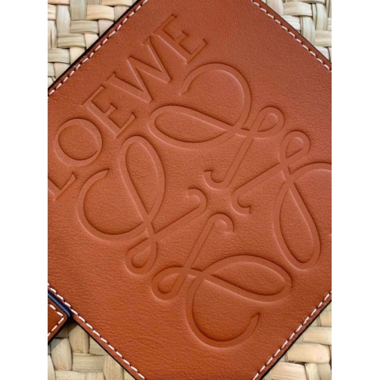Replica Loewe Medium Basket Bag Raffia and Brown Calfskin Replica Loewe Medium Basket Bag Raffia and Brown Calfskin