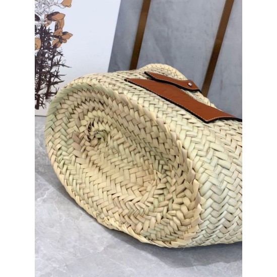 Replica Loewe Medium Basket Bag Raffia and Brown Calfskin Replica Loewe Medium Basket Bag Raffia and Brown Calfskin