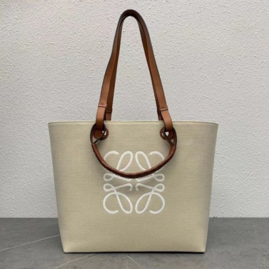 Replica Loewe Anagram Medium Tote Bag Jacquard and Calfskin Fake Loewe Anagram Medium Tote Bag Jacquard and Calfskin Replica