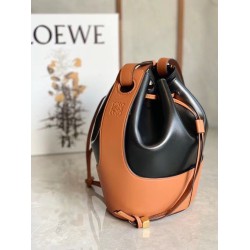 Fake Loewe Small Balloon Bucket Bag Black/Tan Calfskin Replica Fake Loewe Small Balloon Bucket Bag Black/Tan Calfskin Replica