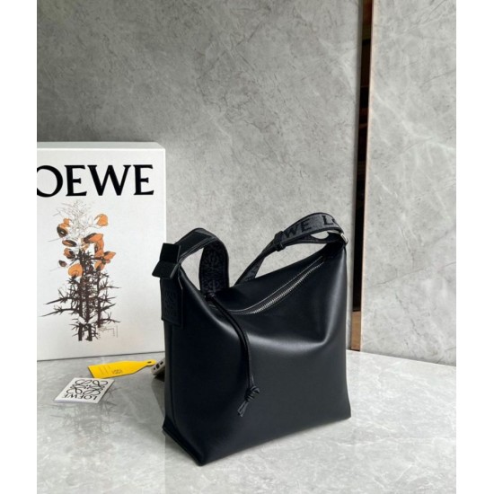 Fake Loewe Cubi Small Bag Black Calfskin and Jacquard Replica Replica Loewe Cubi Small Bag Black Calfskin and Jacquard