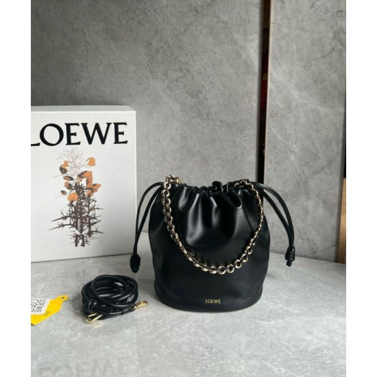 Replica Loewe Flamenco Purse Bucket Bag Black Nappa Lambskin Replica Loewe Flamenco Purse Bucket Bag Black Nappa Lambskin