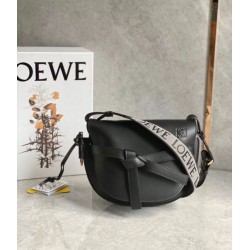 Fake Loewe Small Gate Bag Black Calfskin and Jacquard Replica Fake Loewe Small Gate Bag Black Calfskin and Jacquard Replica