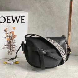 Fake Loewe Small Gate Bag Black Calfskin and Jacquard Replica