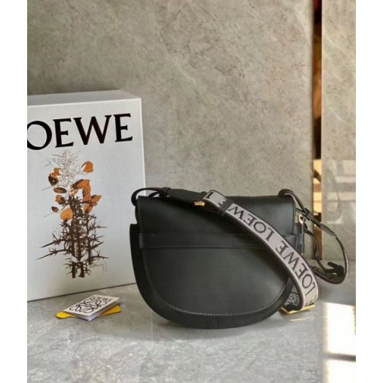 Fake Loewe Small Gate Bag Black Calfskin and Jacquard Replica Fake Loewe Small Gate Bag Black Calfskin and Jacquard Replica