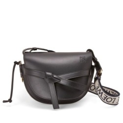 Fake Loewe Small Gate Bag Black Calfskin and Jacquard Replica