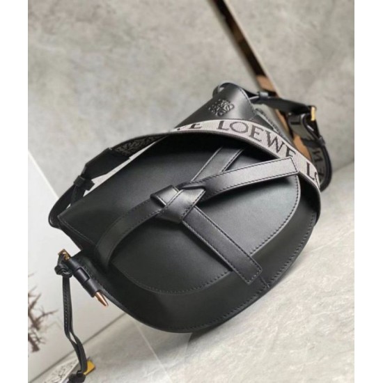 Fake Loewe Small Gate Bag Black Calfskin and Jacquard Replica Fake Loewe Small Gate Bag Black Calfskin and Jacquard Replica