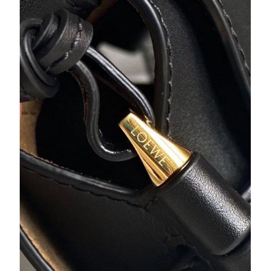Fake Loewe Small Gate Bag Black Calfskin and Jacquard Replica Fake Loewe Small Gate Bag Black Calfskin and Jacquard Replica
