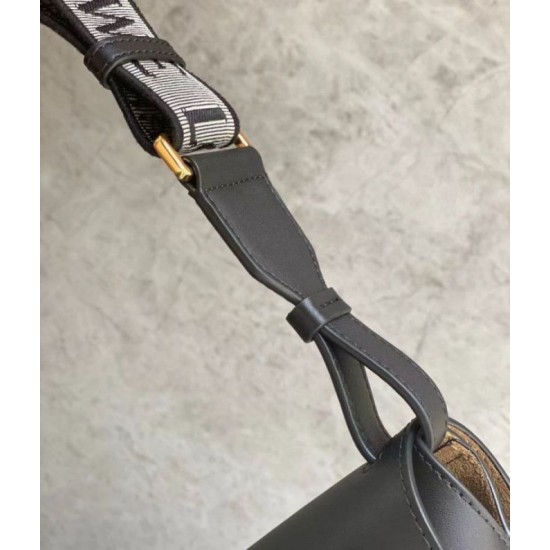 Fake Loewe Small Gate Bag Black Calfskin and Jacquard Replica Fake Loewe Small Gate Bag Black Calfskin and Jacquard Replica