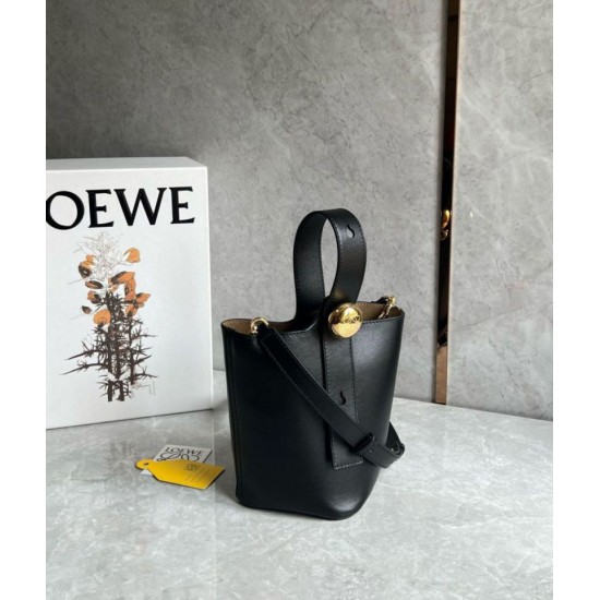 Replica Loewe Mini Pebble Bucket Bag Black Calfskin Replica Loewe Mini Pebble Bucket Bag Black Calfskin