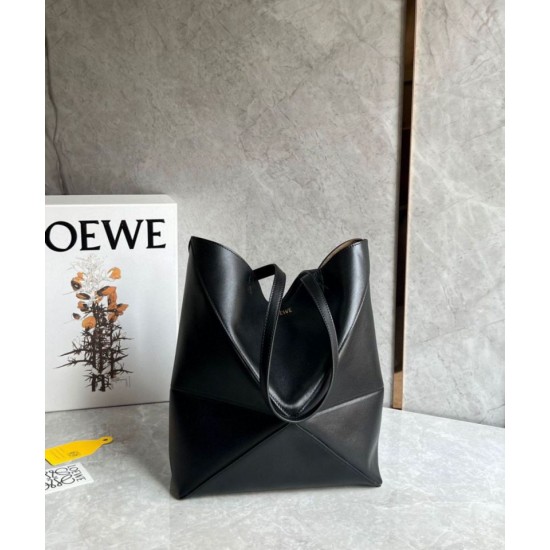 Replica Loewe Medium Puzzle Fold Tote Bag Black Calfskin Replica Loewe Medium Puzzle Fold Tote Bag Black Calfskin