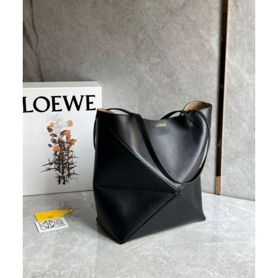 Replica Loewe Medium Puzzle Fold Tote Bag Black Calfskin Replica Loewe Medium Puzzle Fold Tote Bag Black Calfskin