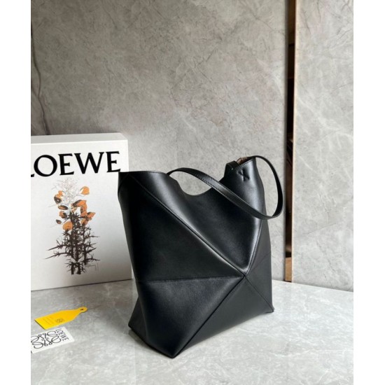 Replica Loewe Medium Puzzle Fold Tote Bag Black Calfskin Replica Loewe Medium Puzzle Fold Tote Bag Black Calfskin