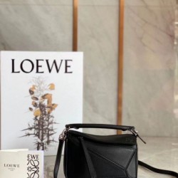 Replica Loewe Mini Puzzle Bag Black Calfskin 
