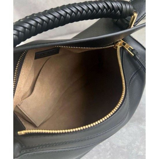 Replica Loewe Puzzle Small Bag Black Calfskin with Woven Handle Fake Loewe Puzzle Small Bag Black Calfskin with Woven Handle Replica
