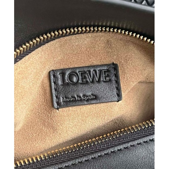 Replica Loewe Puzzle Small Bag Black Calfskin with Woven Handle Fake Loewe Puzzle Small Bag Black Calfskin with Woven Handle Replica