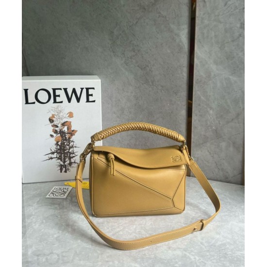 Replica Loewe Puzzle Small Bag Sahara Calfskin with Woven Handle Replica Loewe Puzzle Small Bag Sahara Calfskin with Woven Handle