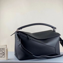 Fake Loewe Large Puzzle Bag Black Grained  Replica