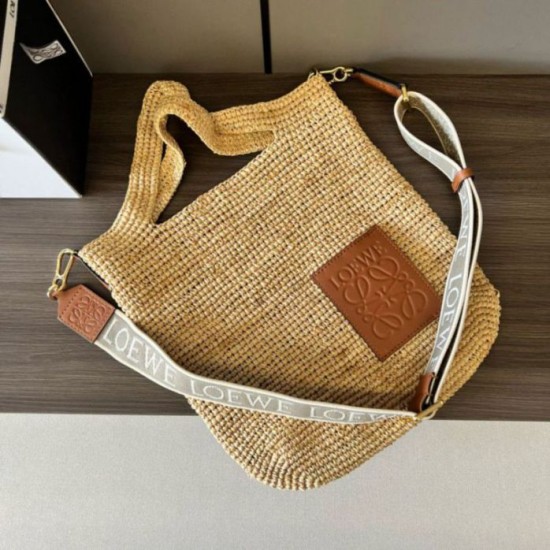 Replica Loewe Slit Tote Bag Raffia and Calfskin Replica Loewe Slit Tote Bag Raffia and Calfskin