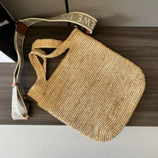 Replica Loewe Slit Tote Bag Raffia and Calfskin Replica Loewe Slit Tote Bag Raffia and Calfskin