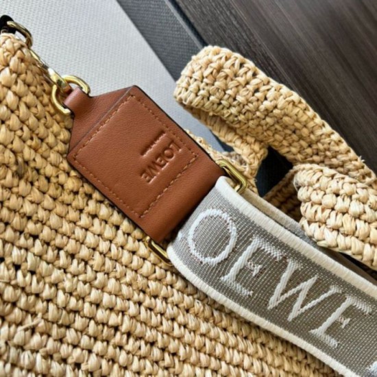 Replica Loewe Slit Tote Bag Raffia and Calfskin Replica Loewe Slit Tote Bag Raffia and Calfskin