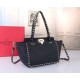 Replica Valentino Small Rockstud Tote Black Grain Calfskin Replica Valentino Small Rockstud Tote Black Grain Calfskin