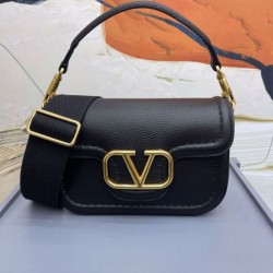 Replica Valentino Alltime Shoulder Bag Black Grained 
