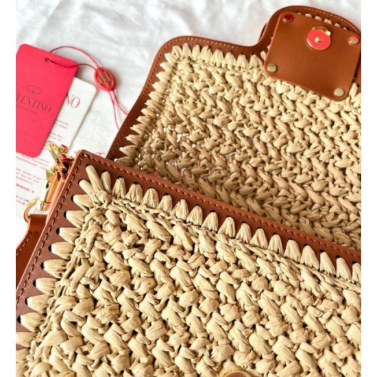 Replica Valentino Alltime Shoulder Bag Natural Raffia Fake Valentino Alltime Shoulder Bag Natural Raffia Replica