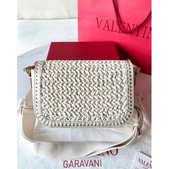 Replica Valentino Alltime Shoulder Bag White Raffia Replica Valentino Alltime Shoulder Bag White Raffia
