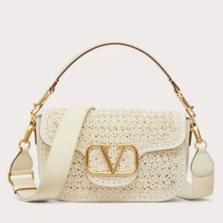 Replica Valentino Alltime Shoulder Bag White Raffia