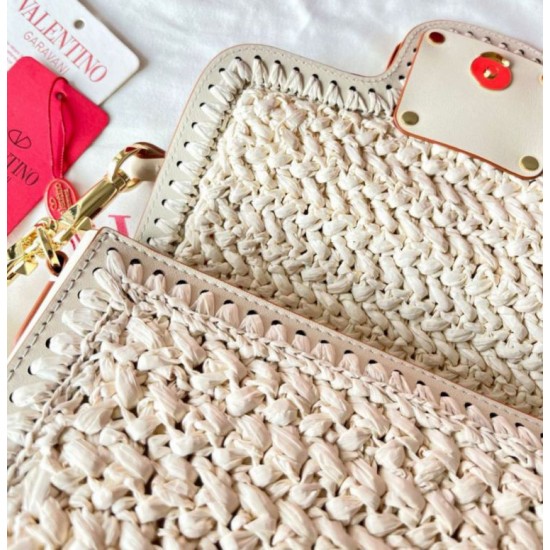 Replica Valentino Alltime Shoulder Bag White Raffia Replica Valentino Alltime Shoulder Bag White Raffia