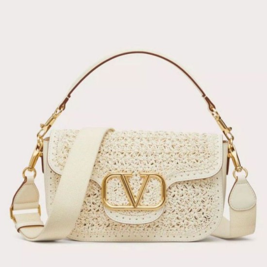 Replica Valentino Alltime Shoulder Bag White Raffia Replica Valentino Alltime Shoulder Bag White Raffia