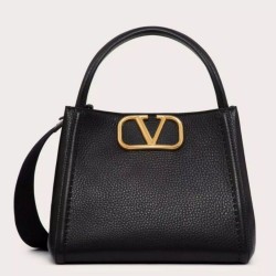 Replica Valentino Alltime Medium Bag Black Grained Calfskin