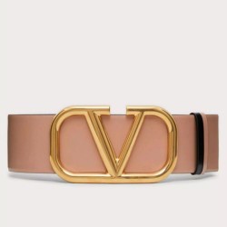 Replica Valentino VLogo Reversible Belt 70mm Beige and Black Calfskin
