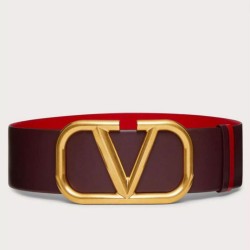 Replica Valentino VLogo Reversible Belt 70mm Burgundy and Red Calfskin