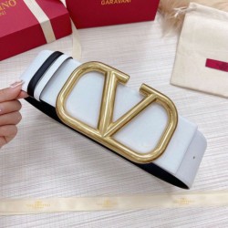 Fake Valentino VLogo Reversible Belt 70mm White and Black Calfskin Replica