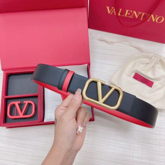 Fake Valentino VLogo Reversible Belt 40mm Black and Red Calfskin Replica Replica Valentino VLogo Reversible Belt 40mm Black and Red Calfskin