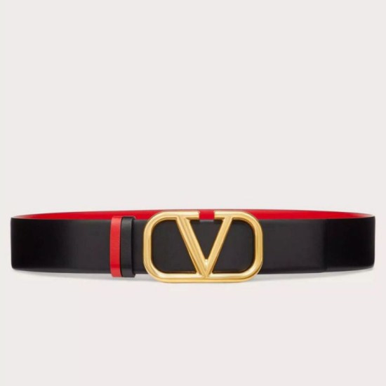 Fake Valentino VLogo Reversible Belt 40mm Black and Red Calfskin Replica Replica Valentino VLogo Reversible Belt 40mm Black and Red Calfskin