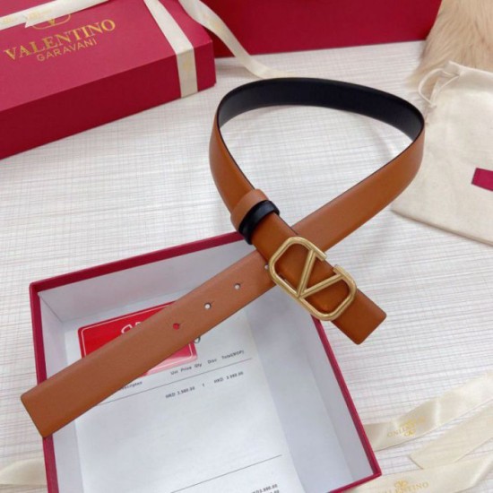 Fake Valentino VLogo Reversible Belt 30mm Brown and Black Calfskin Replica Fake Valentino VLogo Reversible Belt 30mm Brown and Black Calfskin Replica