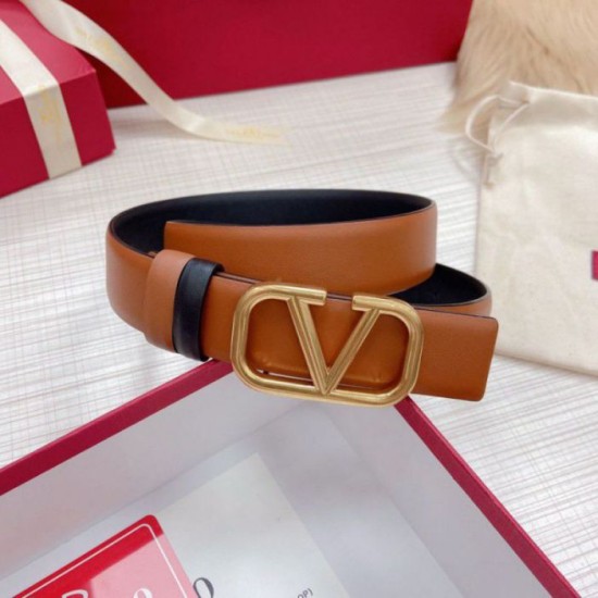 Fake Valentino VLogo Reversible Belt 30mm Brown and Black Calfskin Replica Fake Valentino VLogo Reversible Belt 30mm Brown and Black Calfskin Replica