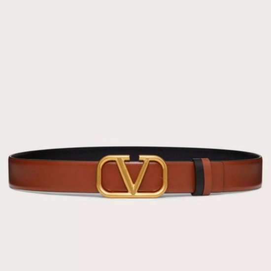 Fake Valentino VLogo Reversible Belt 30mm Brown and Black Calfskin Replica Fake Valentino VLogo Reversible Belt 30mm Brown and Black Calfskin Replica