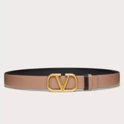 Replica Valentino VLogo Reversible Belt 30mm Beige and Black Calfskin