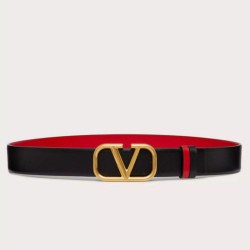 Replica Valentino VLogo Reversible Belt 30mm Black and Red Calfskin