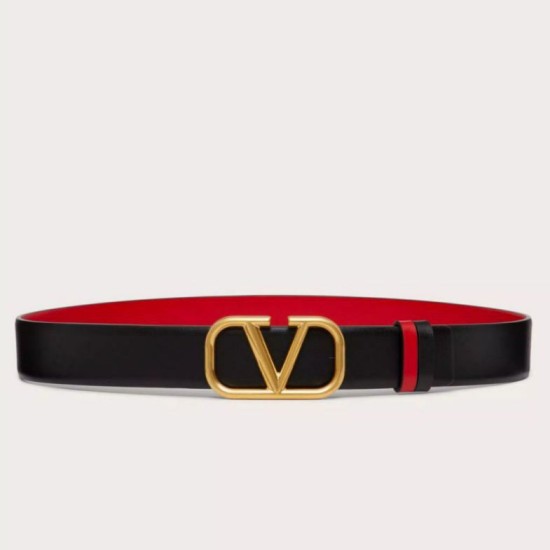 Replica Valentino VLogo Reversible Belt 30mm Black and Red Calfskin Replica Valentino VLogo Reversible Belt 30mm Black and Red Calfskin