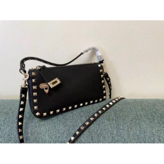 Fake Valentino Rockstud Small Crossbody Bag Black Grained Calfskin Replica Fake Valentino Rockstud Small Crossbody Bag Black Grained Calfskin Replica