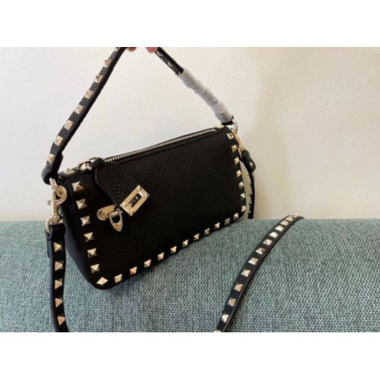 Fake Valentino Rockstud Small Crossbody Bag Black Grained Calfskin Replica Fake Valentino Rockstud Small Crossbody Bag Black Grained Calfskin Replica