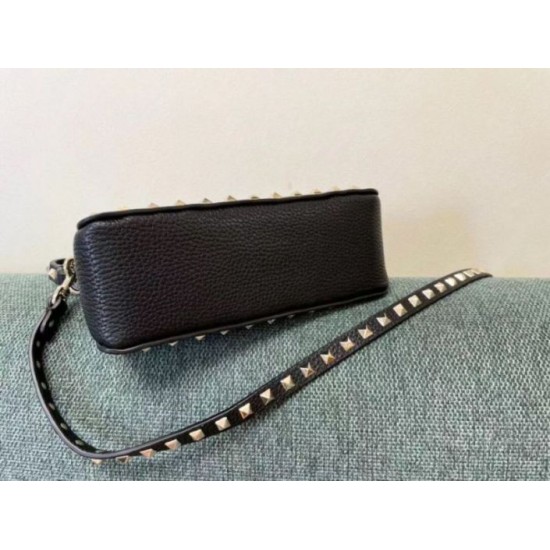 Fake Valentino Rockstud Small Crossbody Bag Black Grained Calfskin Replica Fake Valentino Rockstud Small Crossbody Bag Black Grained Calfskin Replica