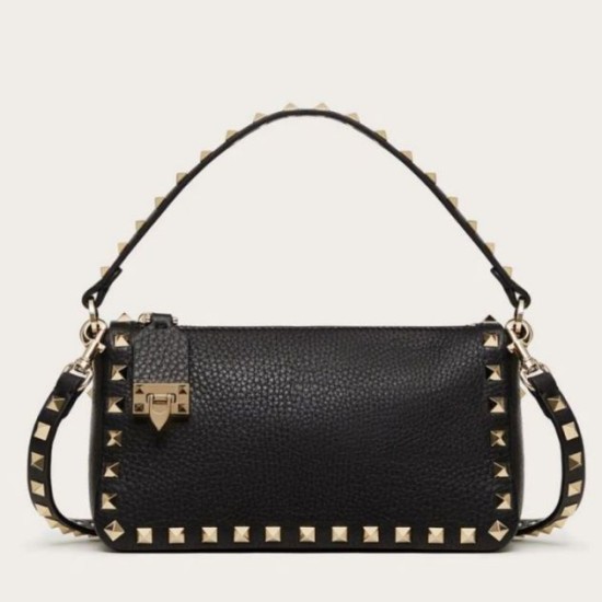 Fake Valentino Rockstud Small Crossbody Bag Black Grained Calfskin Replica Fake Valentino Rockstud Small Crossbody Bag Black Grained Calfskin Replica